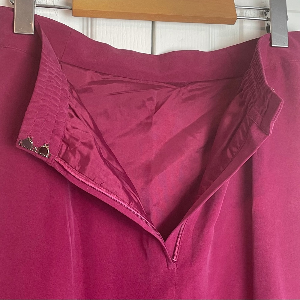 SILK Raspberry Hued Straight Skirt - Picture 2 of 7